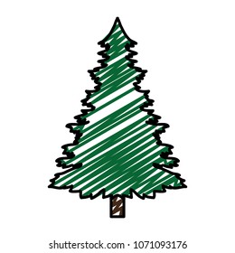 doodle pine tree with stalk and leaves branches