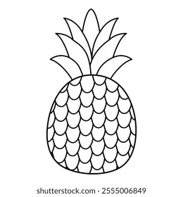 Doodle pineapple line icon. Simple drawing of whole pineapple. Outline clipart fruit
