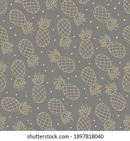 Doodle Pineapple seamless pattern. hand drawn  of a Pineapple background. Tropical fruit Vector illustration