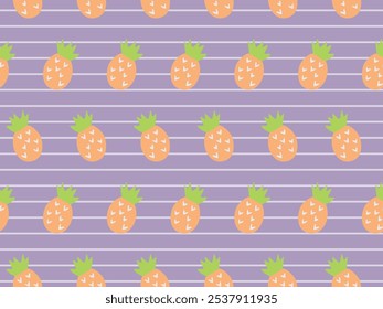 DOODLE PINEAPPLE SEAMLESS PRINT IDEAL FOR SUMMER WEAR, GIRLS DRESS, RESORT SHIRTS IN VECTOR FILE