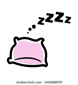 Doodle pink cute girlish pillow with ZZZZ text for relaxing sleeping or insomnia concepts.