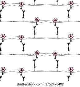 doodle pink flower  pattern    design for art and print  vector eps.10
