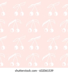 Doodle pink and white colored seamless pattern background. Abstract handmade cherry pattern for card, invitation, wallpaper, scrapbook, holiday wrapping paper, textile fabric, garment, t-shirt etc