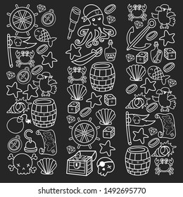 doodle pirate elememts, vector illustration.