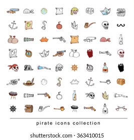  doodle pirate elememts, vector illustration.