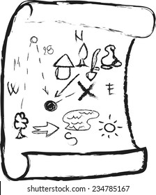 doodle Pirate map, vector