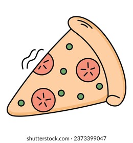 Doodle pizza element. Vector element with food theme and doodle hand drawn style. Illustration.