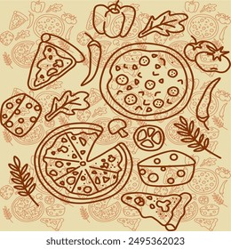 doodle pizza food abstract seamless geometric graphic watercolor pastel print pattern artwork graphic vector ethnic simple template wallpaper 
