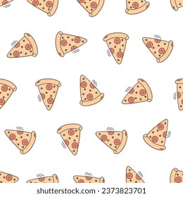 Doodle pizza seamless pattern. Suitable for backgrounds, wallpapers, fabrics, textiles, wrapping papers, printed materials, and many more.