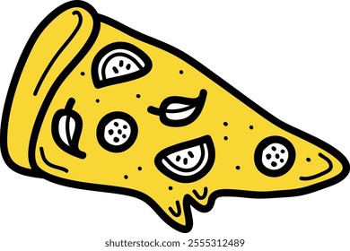 Doodle Pizza Slice Vector Illustration