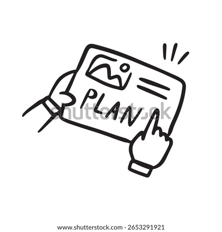 Doodle Plan icon concept. Drawing outline infographic notepaper. To Do list, project planning. Vector illustration