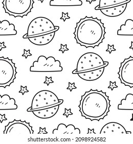 diseño de patrones de dibujos animados de doodle planet