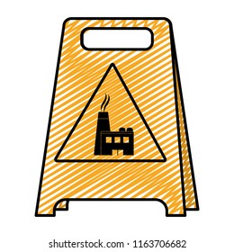 doodle plastic caution emblem factory pollution