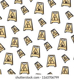 doodle plastic caution emblem to industry maintenance background