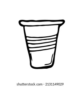 Doodle Plastic Glass. Vector Sketch Of Glass