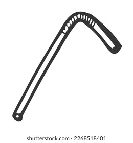 Doodle plastic straw sketch in vector. Earth day concept. Zero waste