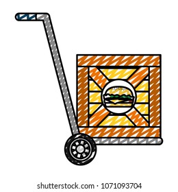 doodle platform trolleys with hambuergers inside wood box