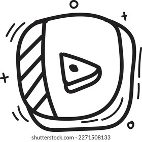 Doodle play button icon outline vector