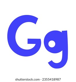 Doodle playful letter G uppercase, lowercase abc colorful cartoon funny style, English alphabet vector illustration, multicolored handwritten font letters, symbols, cute trendy decorative lettering