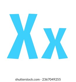 Doodle playful letter X uppercase, lowercase abc colorful cartoon funny style, English alphabet vector illustration, multicolored handwritten font letters, symbols, cute trendy decorative lettering