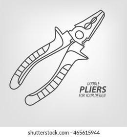 Doodle pliers. Under construction concept object. Vector illustration