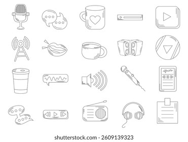Doodle Podcast Equipment Element Set