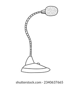 Doodle Podcast Microphone Hand Drawing Sketch Recording Mic Vector