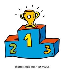 Doodle podium with prize cup