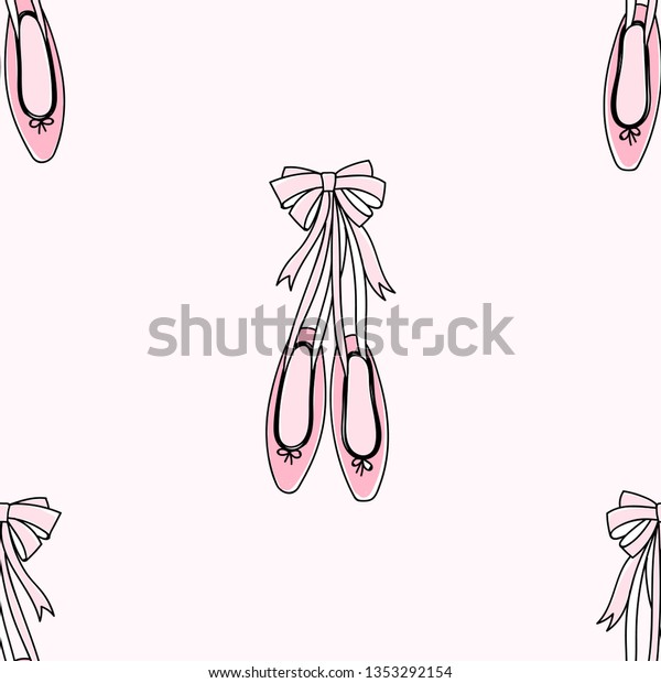 Doodle Pointe Shoes Smallscaled Vector Seamless Stock Vector (Royalty ...