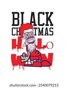 doodle pop art black christmas background vector design