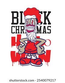 doodle pop art black christmas background vector design