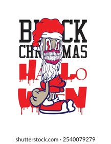 doodle pop art black christmas background vector design