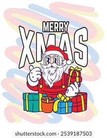 doodle pop art christmas background vector design