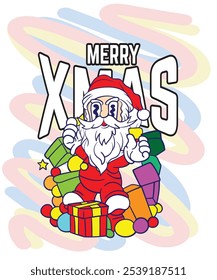 doodle pop art christmas background vector design