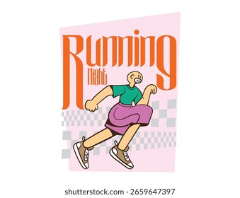 Doodle Pop Art Running Diseño de Vector de fondo