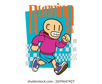 doodle pop art running hintergrund vektor design