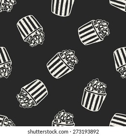 Doodle Popcorn seamless pattern background
