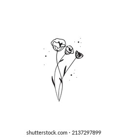 Doodle-Mohn auf weißem Hintergrund 