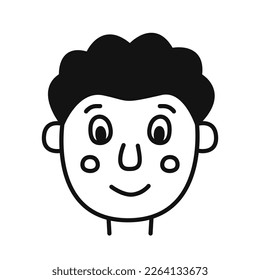 Doodle portrait young man. Hand drawn person avatar. Isolated vector illustration.