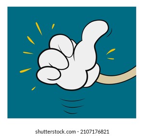 Doodle poster with modern creative art - Like sign. Vector banner of trendy cartoon illustration with cute thumb up in pop art style