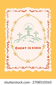 Doodle Poster drei Kreuze Golgotha Kreuzigung Szene