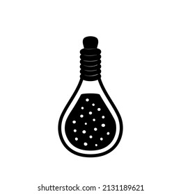 Doodle potion bottle with bubbles. Magic jar with elixir.Witchy bottle with magical liquid.Isolated element on white background.
