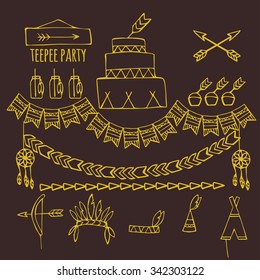 doodle pow wow party, Tribal indian party ideas, teepee party