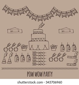 doodle pow wow party, Tribal indian party ideas, teepee party