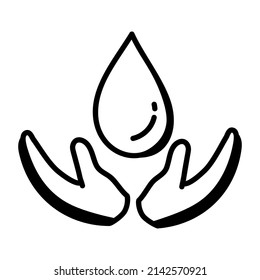 A doodle premium quality icon of save water

