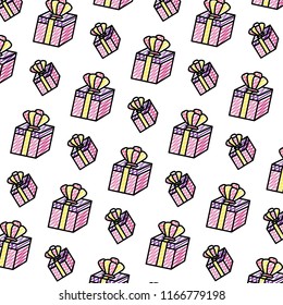 doodle present gift box with crown accessory background