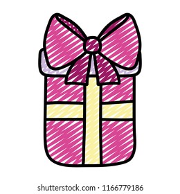 doodle present gift box with ribbon bow