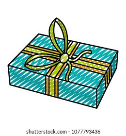 doodle present gift package with ribbon bow