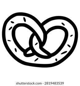 doodle pretzel illustration hand drawn outline vector