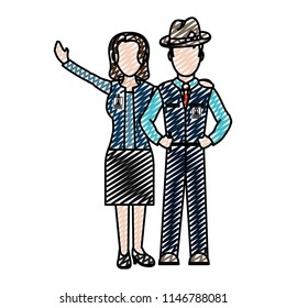 doodle professional woman and man together in the work